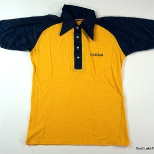 VTG Michigan Wolverines Champion Locker Room Tops Jersey Polo Adult Sz XL